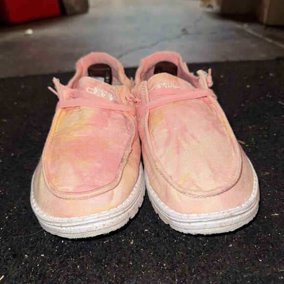 Hey Dude Wendy Tie Dye  Lemon Ombre Women's 9 Pre-loved - Picture 2 of 7